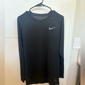 Nike Black Long Sleeve Performance Top with Silver Swoosh